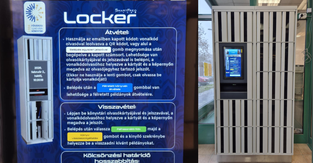 0–24 órás könyvszekrény az Üllői úti Könyvtárnál 