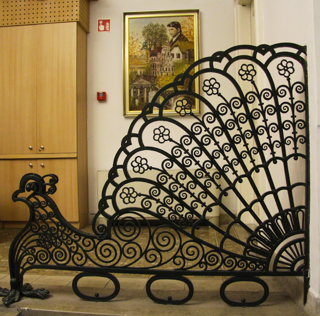 Iron peacock on the mezzanine