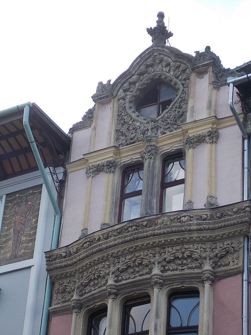 The facade with rich floral ornamentation