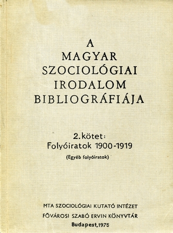 A Magyar Szociológiai Irodalom Bibliográfiája 2. kötet borítóképe