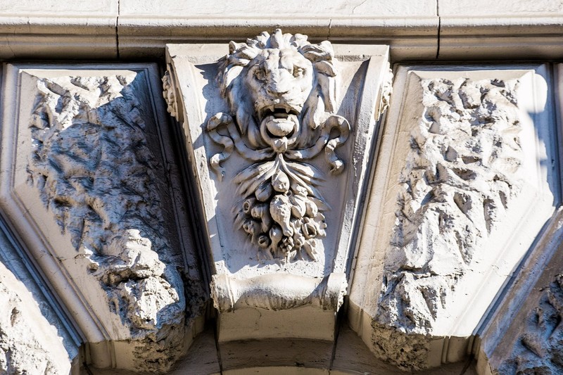 Lion head on the facade