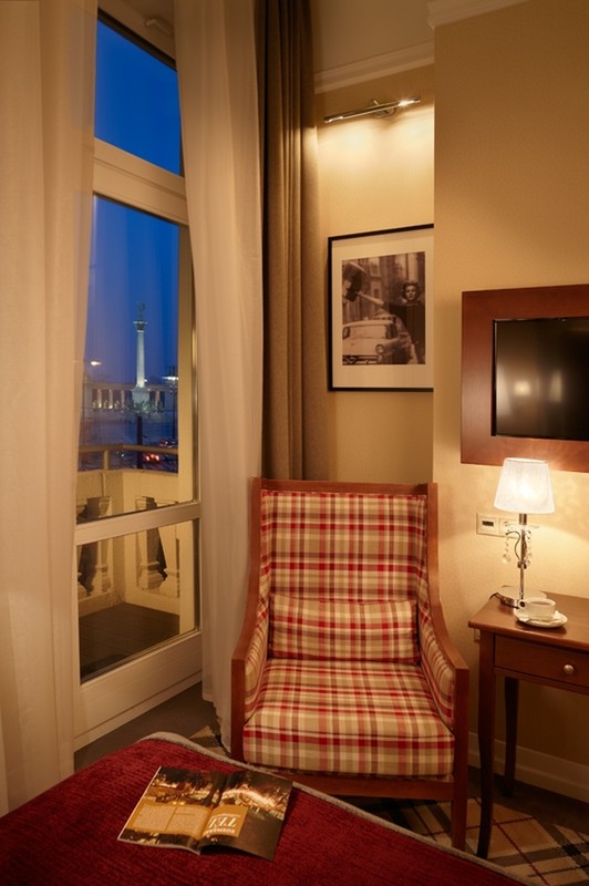 One of the hotel rooms, with a view to Heroes' Square