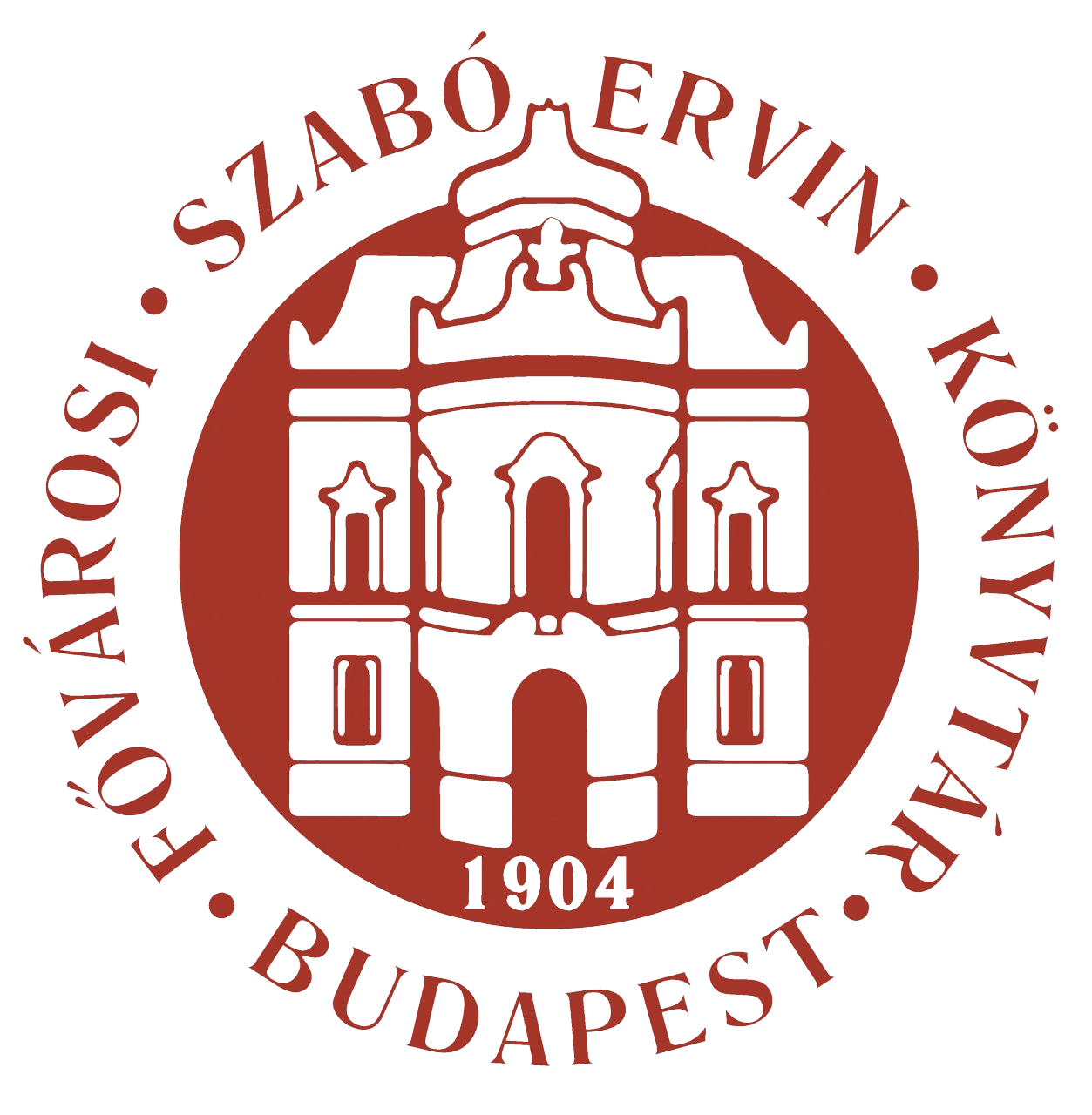 a könyvtár logója a főépület rajzával