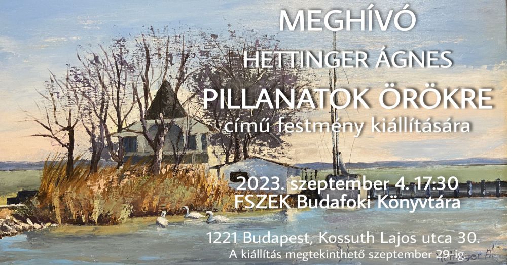 festmény tóparti házról, vitorlással