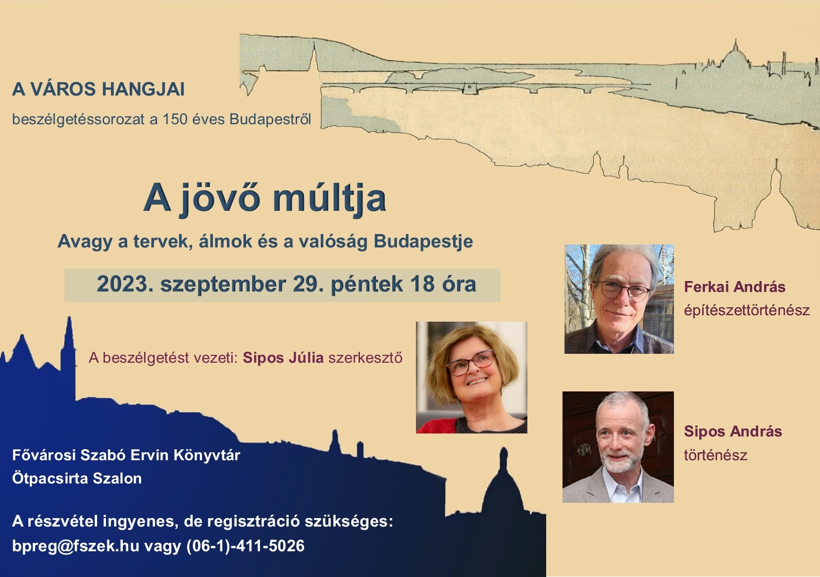 Budapest sziluettje a résztvevők fotóival