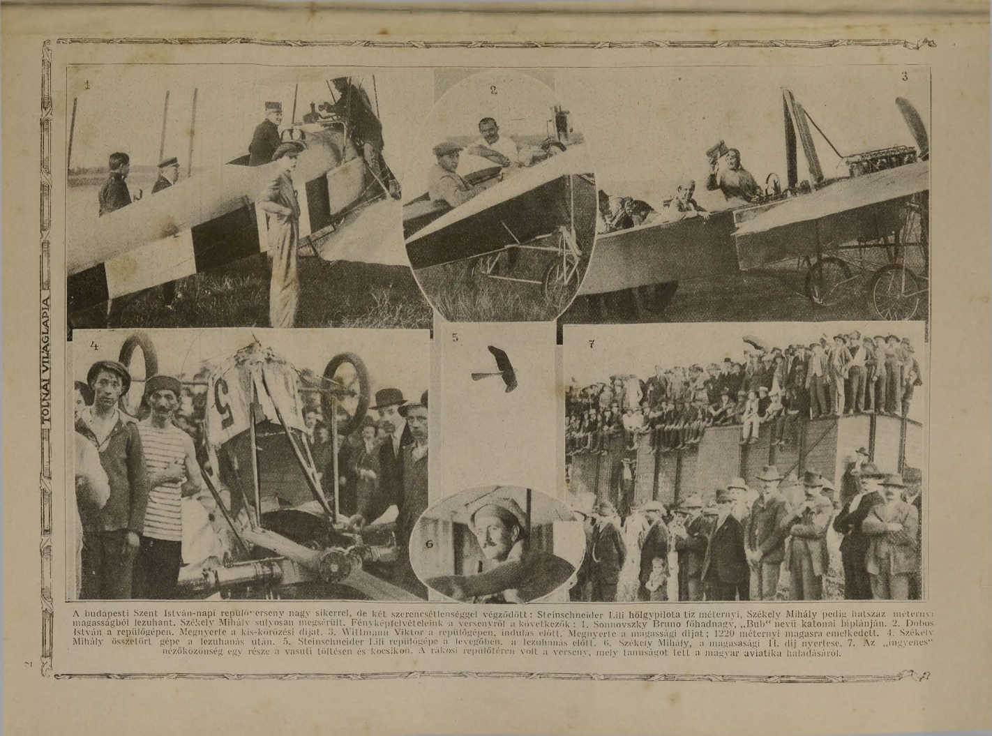 1913-as cikk fotókkal egy repülőversenyről