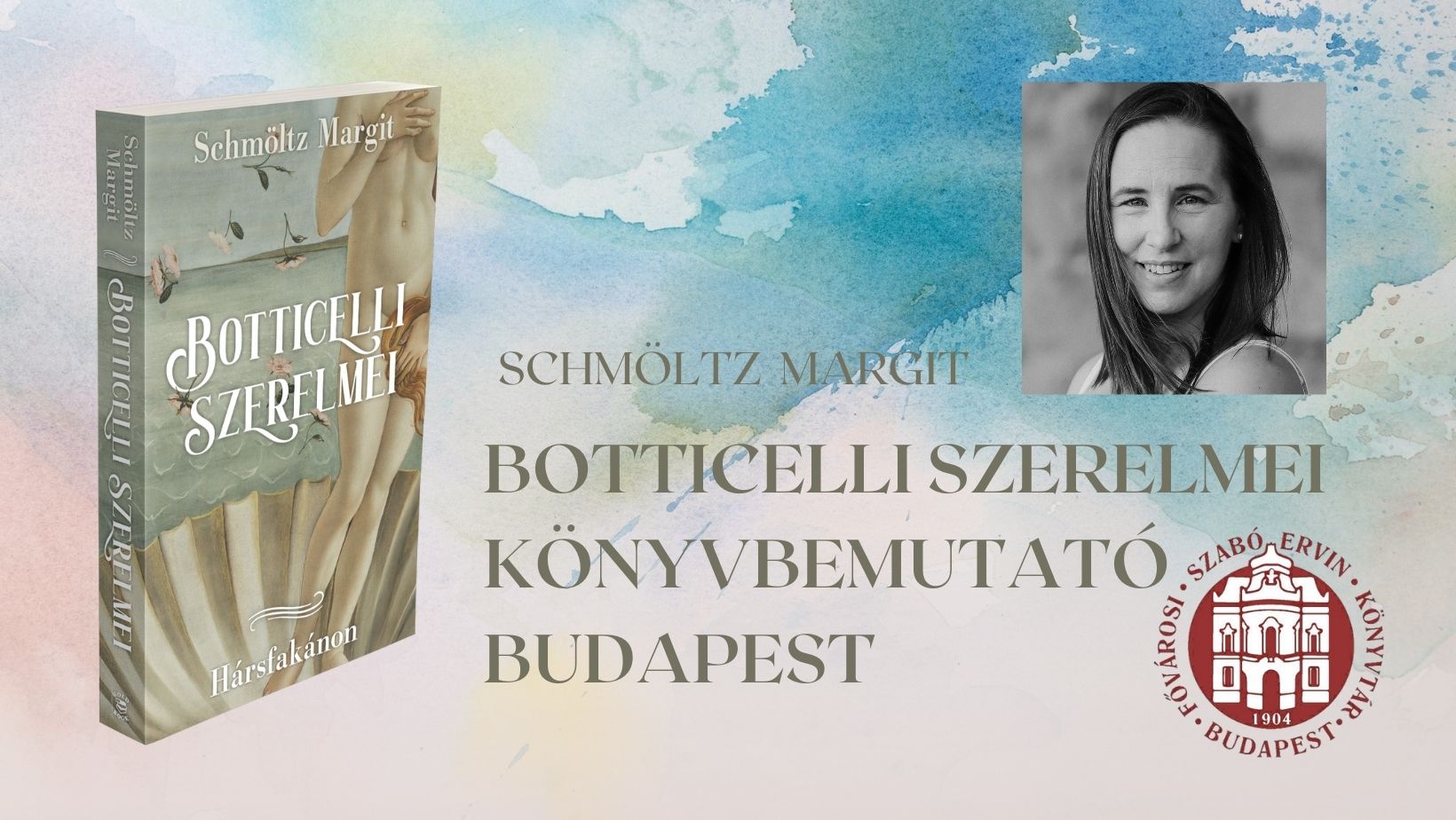 A rendezvény plakátja a könyvborítóval és a szerző arcképével 