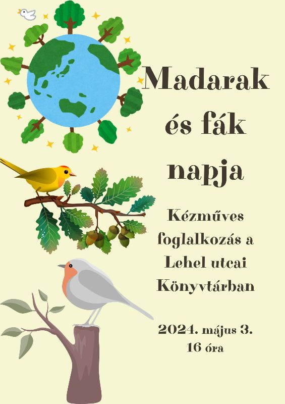 Plakát - madár figurák ágakon és a Föld fák körében - rajz