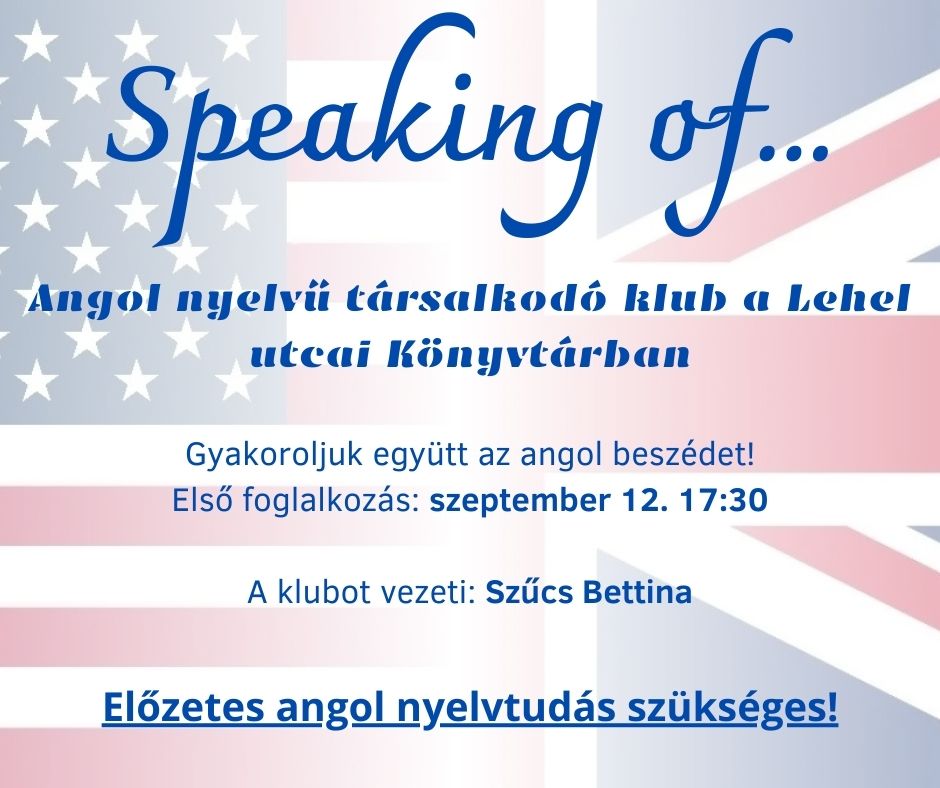 Speaking of... - angol társalkodó klub plakátja - USA és UK zászlói fele-fele elosztásban