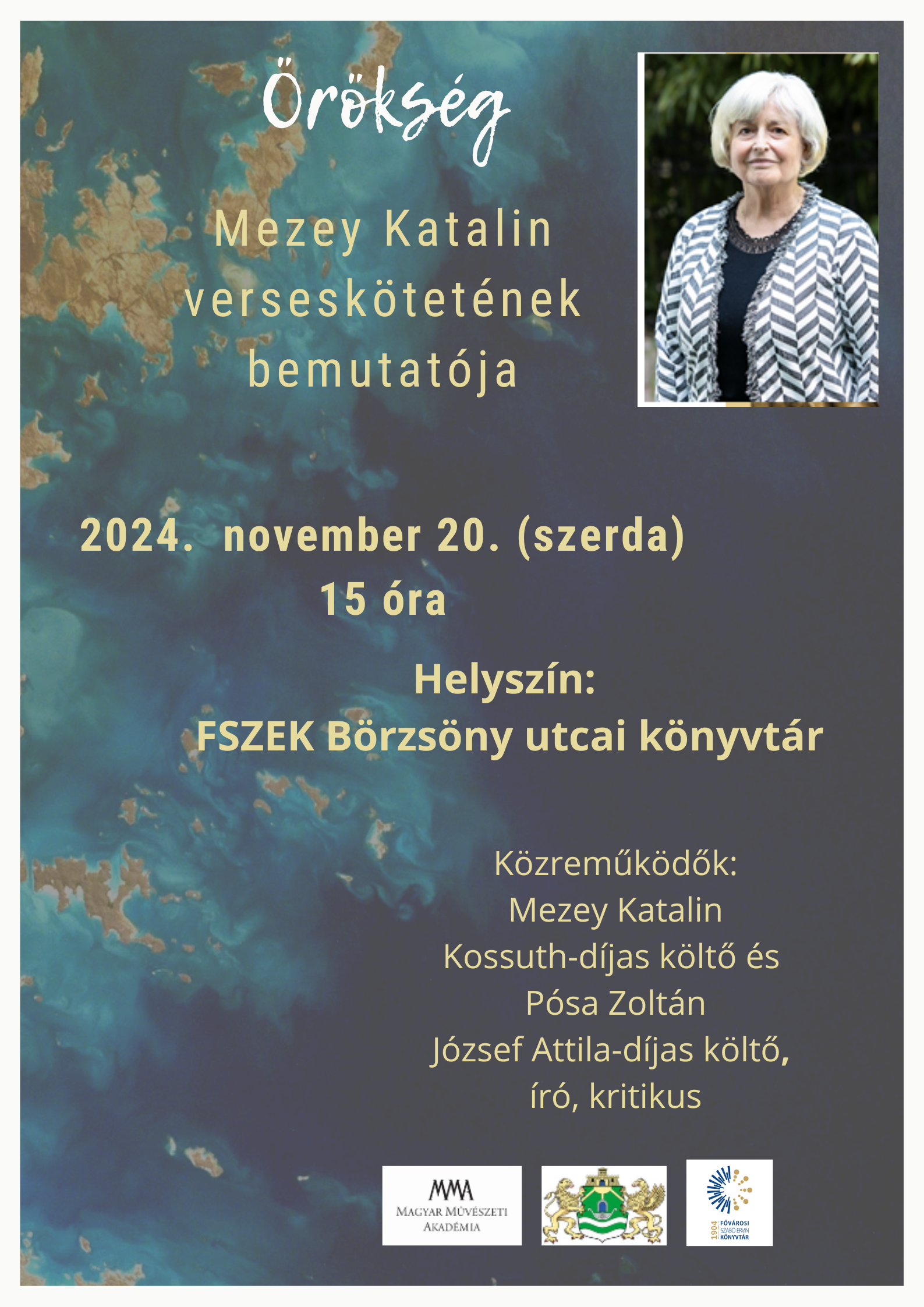 Mezey Katalin: Örökség  című új verseskötetének plakátja