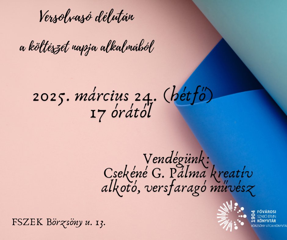 Csekéné G. Pálma író olvasó találkozó plakátja