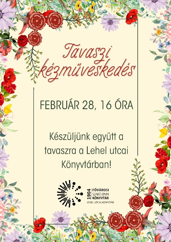 Tavaszi kézműveskedés - plakát - Tavaszi virágkeret  - grafika