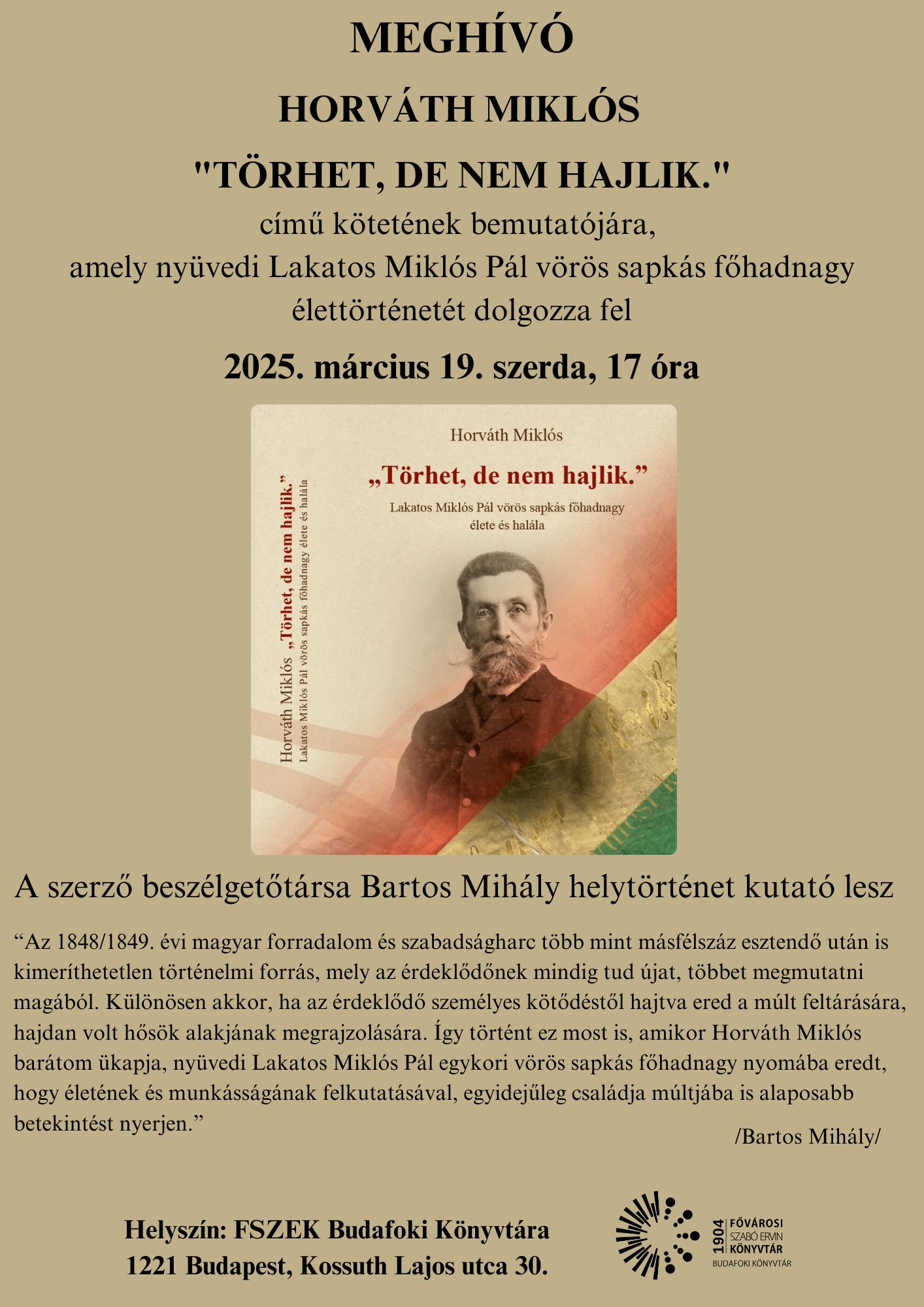 Törhet, de nem hajlik című könyv borítója a plakáton