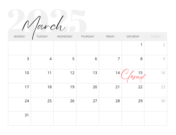 calendar of March