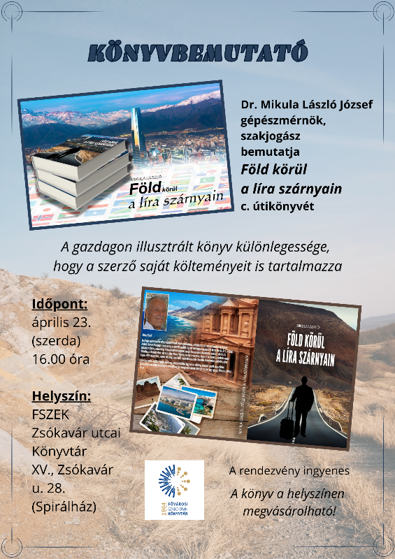 Föld körül a líra szárnyain - egy kupac példány hegyvidéki városi háttérrel és országok zászlóival; könyvborító (első és hátsó)