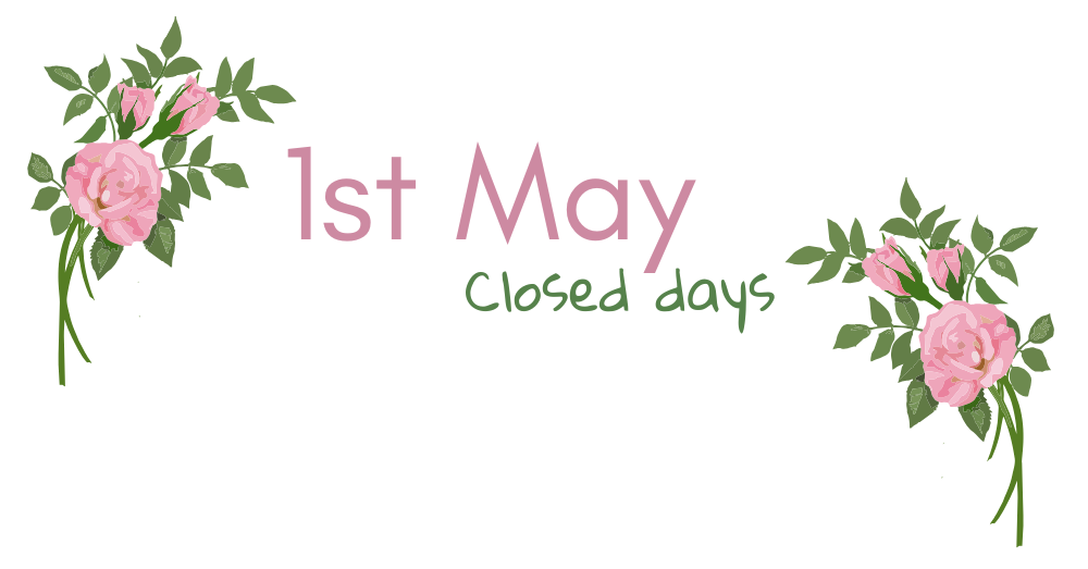 pink flowers and 1st May writing