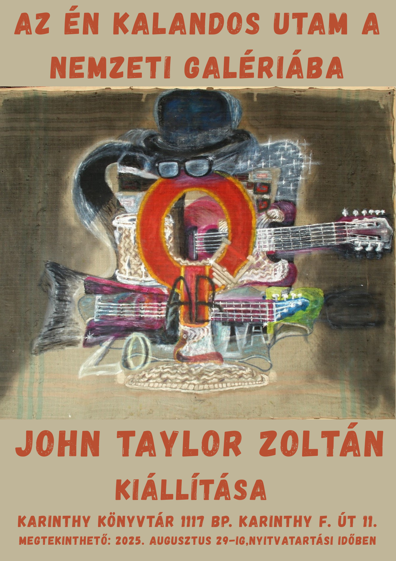 képmontázs gitárral, kalappal, napszemüveggel