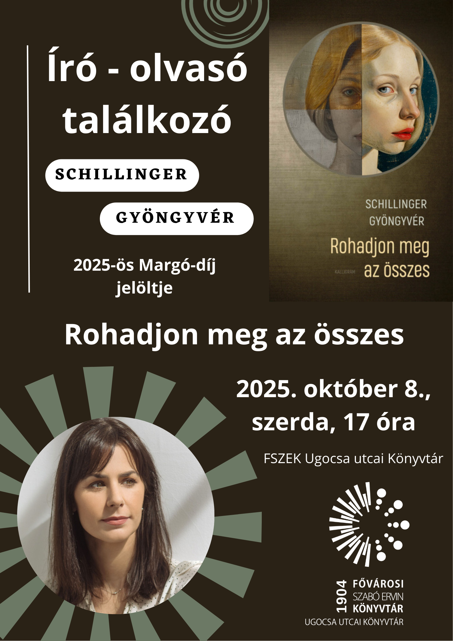 Schilinger Gyöngyvér és könyvének fotója a plakáton