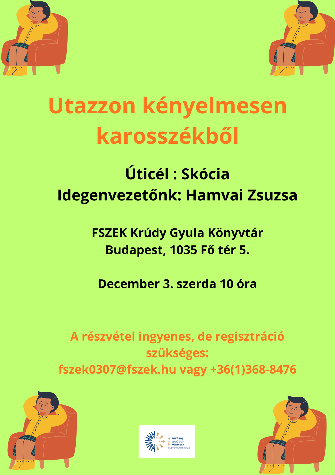 női alak fotelban ül a plakáton