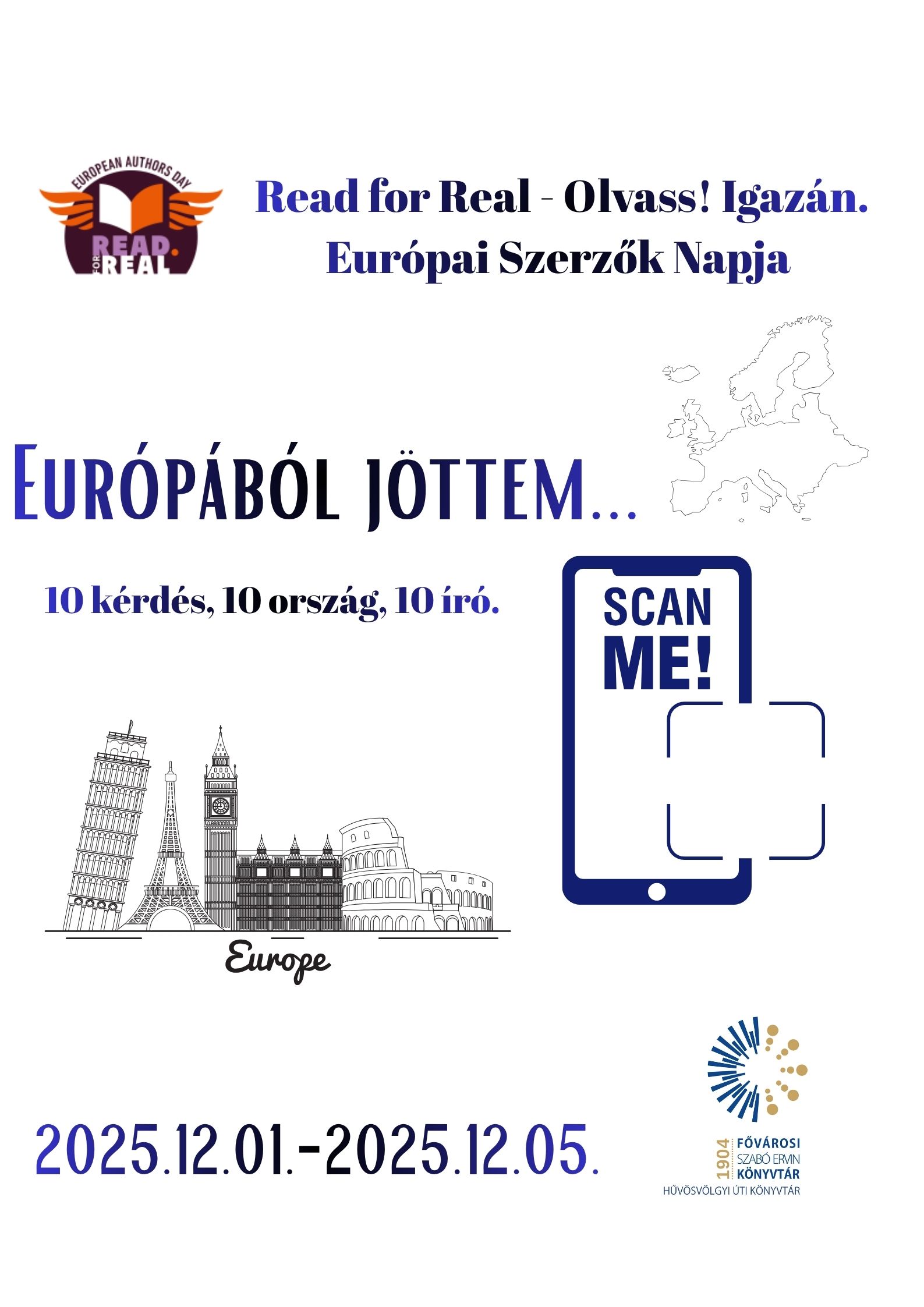 európai épületek és okostelefon a plakáton