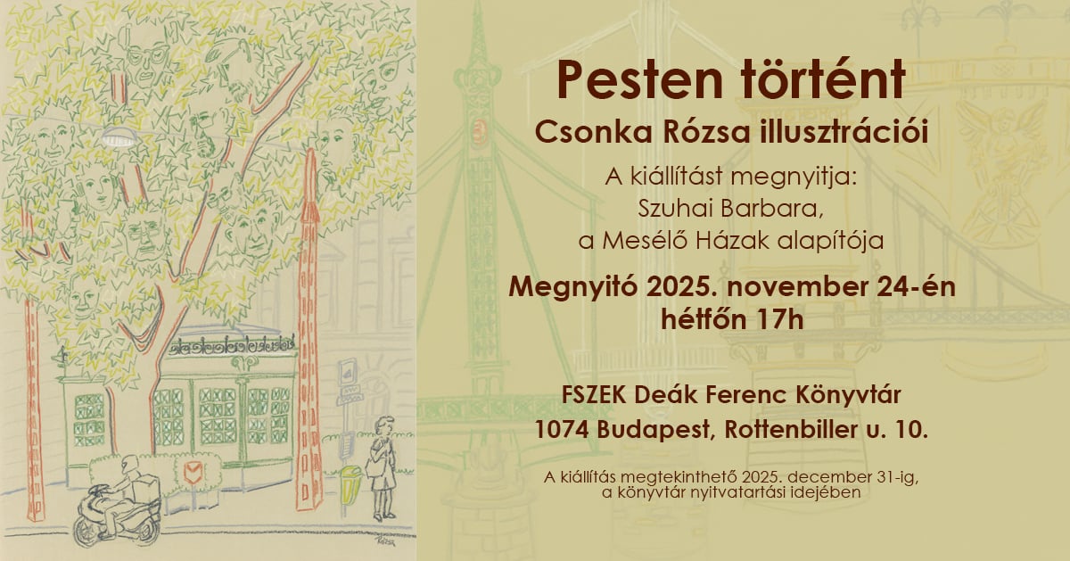 Plakát - pesti utcakép - Csonka Rózsa grafikája