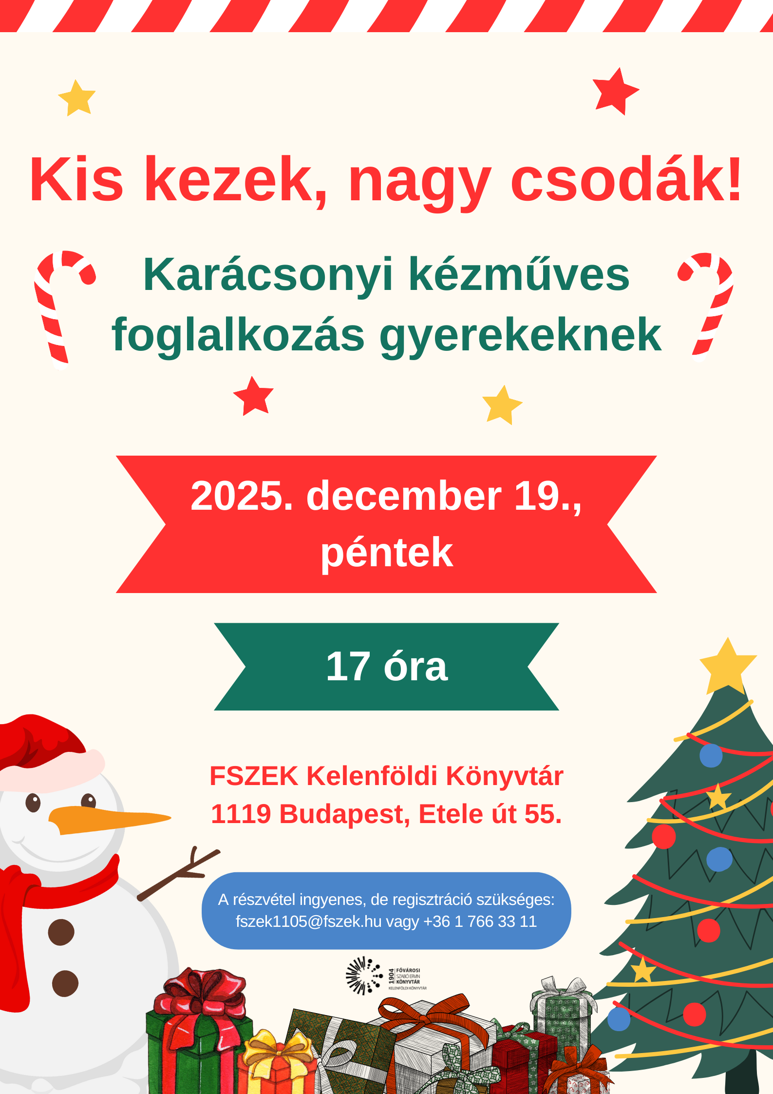 hóember ajándékokkal karácsonyfával