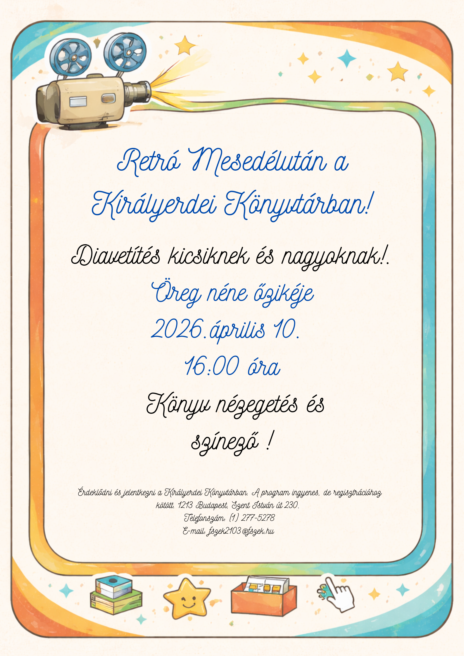 diavetítő gép rajza a plakáton