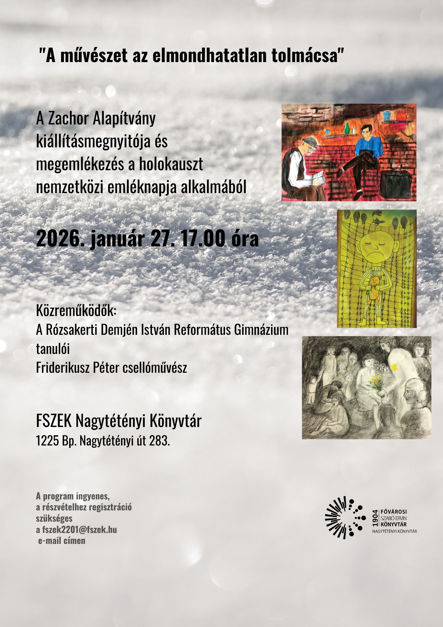 A program plakátja holokauszthoz kötődő rajzokkal.