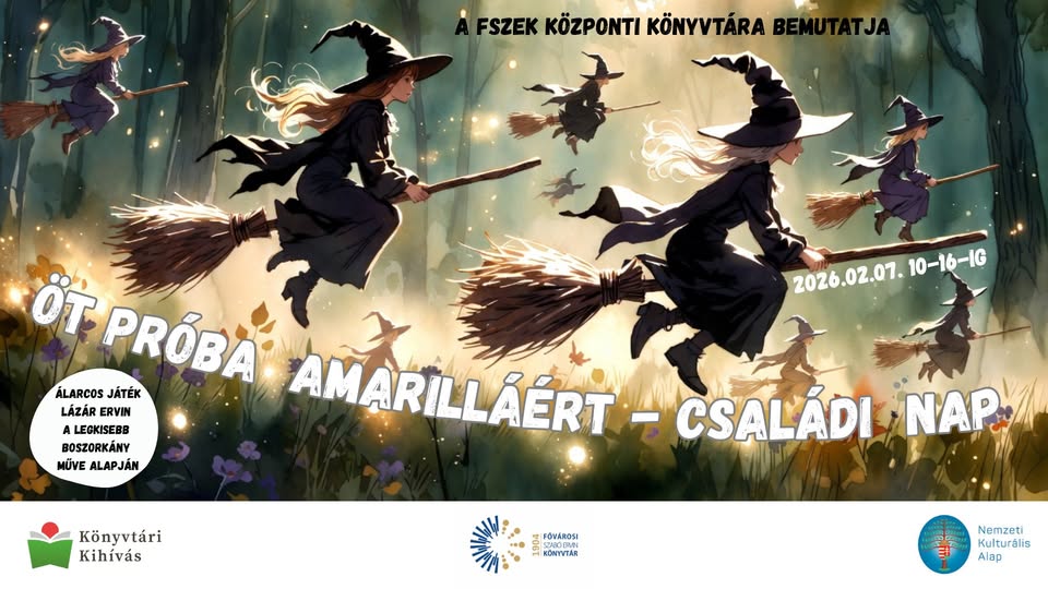 fiatal boszorkányos seprűn repülnek egy erdőben