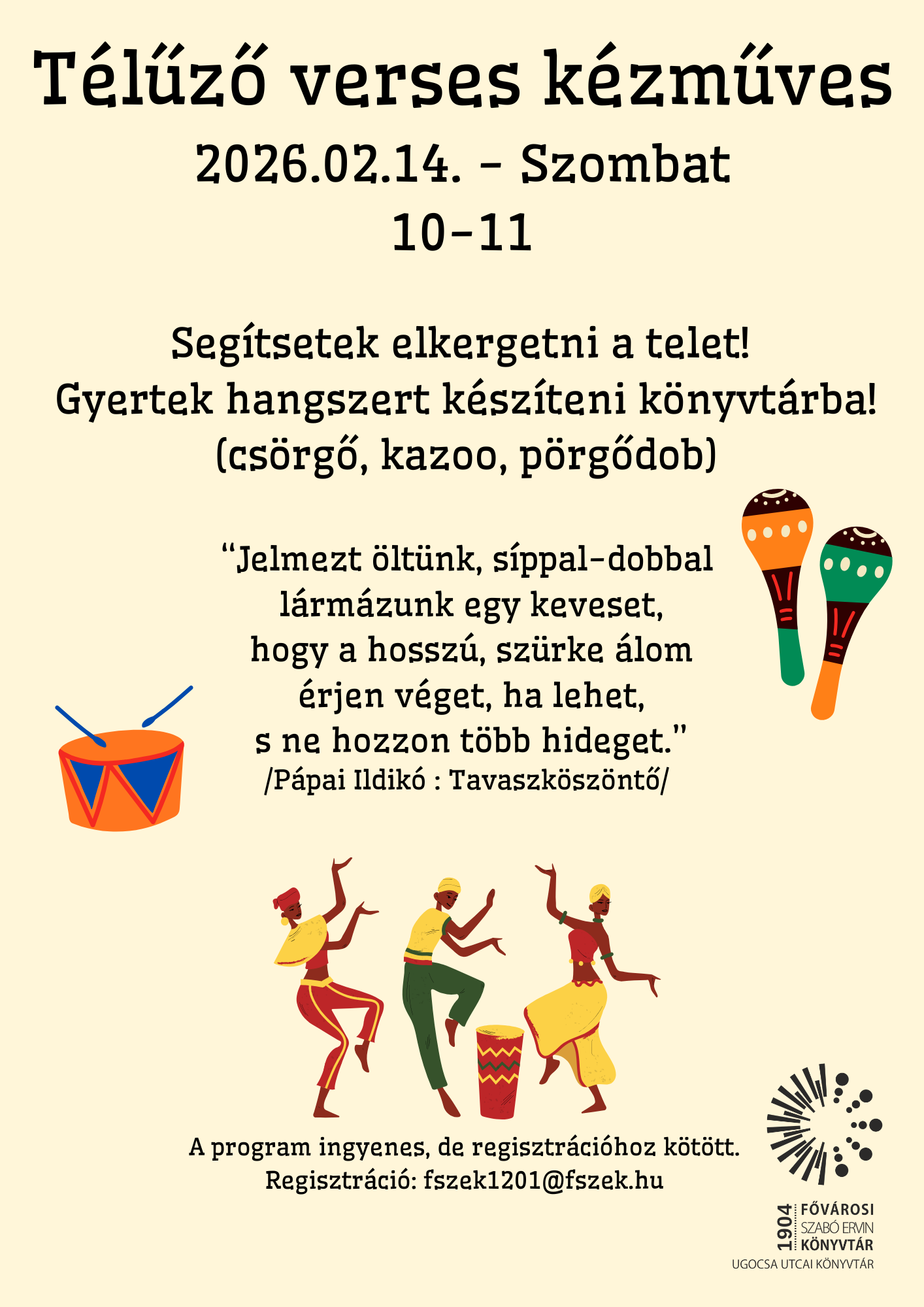 táncoló emberek és népi hangszerek rajza