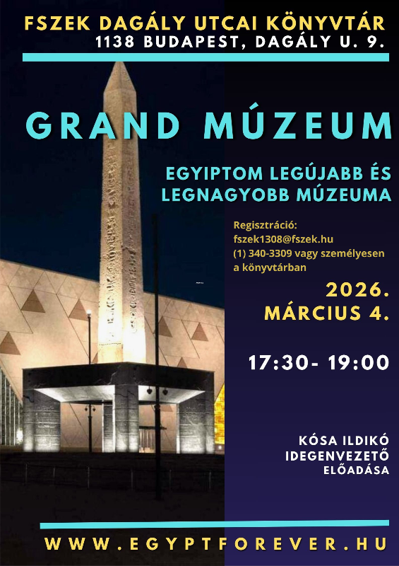 Plakát - A Grand Egyiptomi Múzeum esti kivilágításban