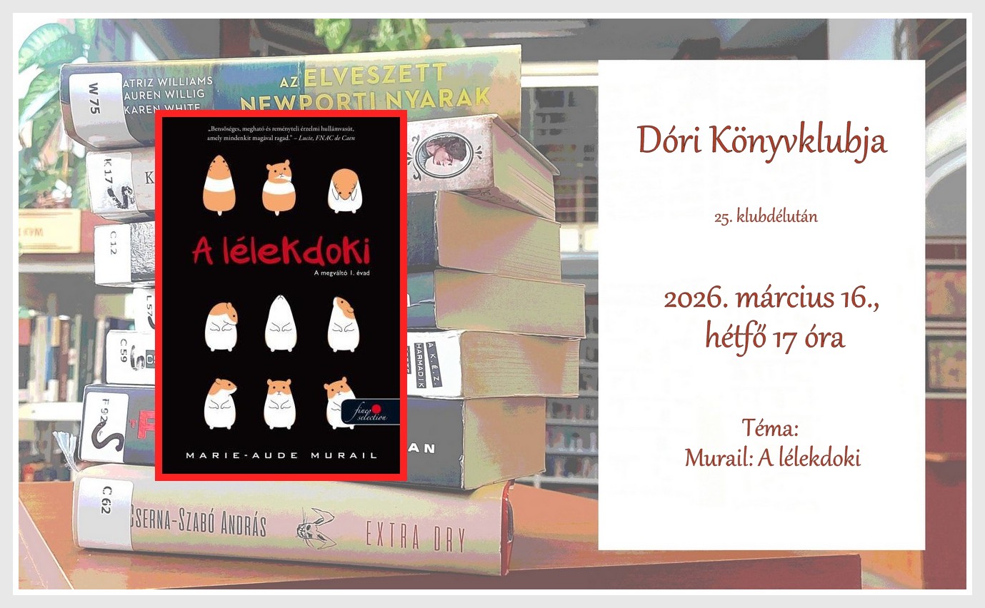 Egy kupac könyv az asztalon és Marie-Aude Murail: A lélekdoki c. könyv borítója