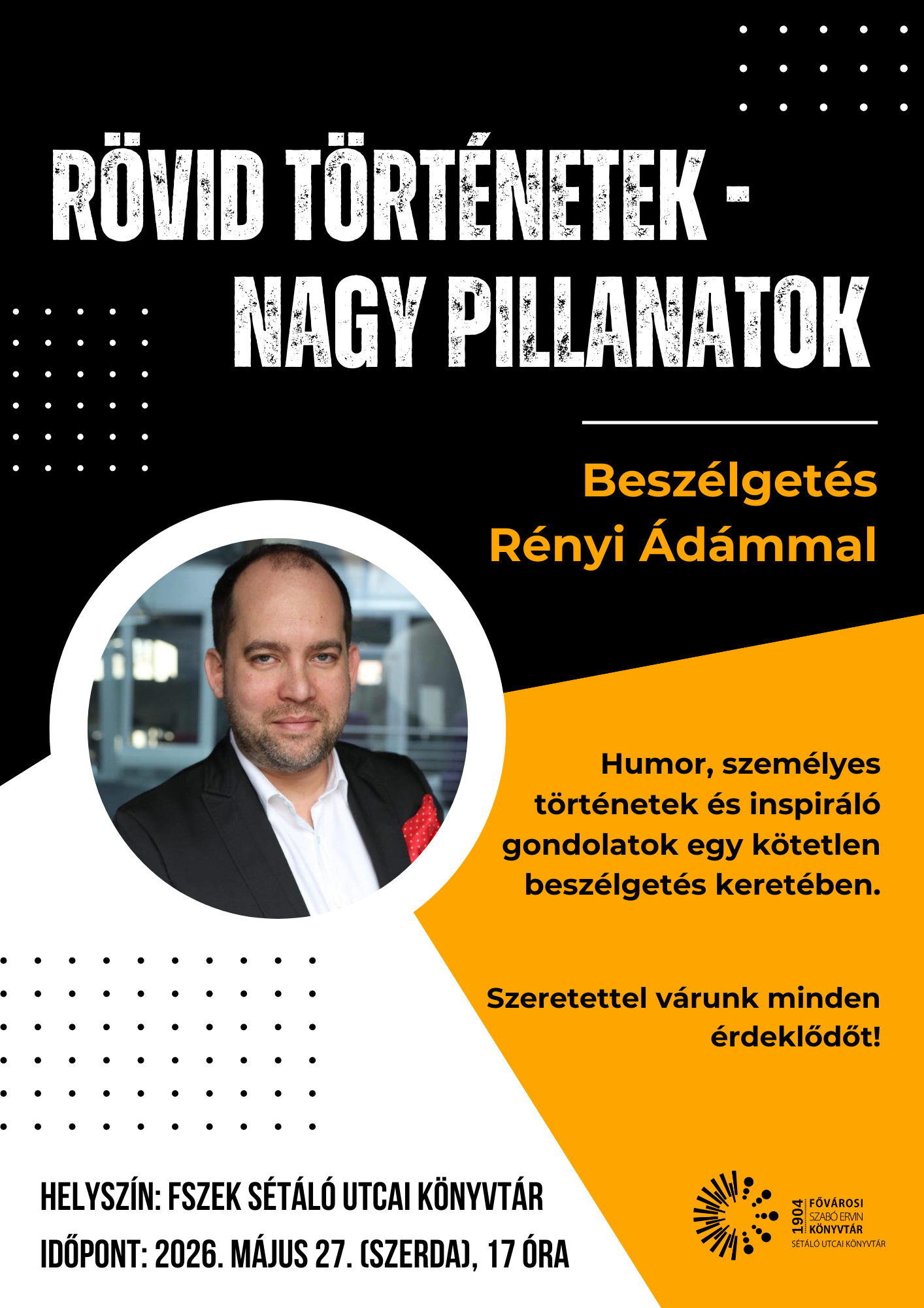 Rényi Ádám író fotója a plakáton