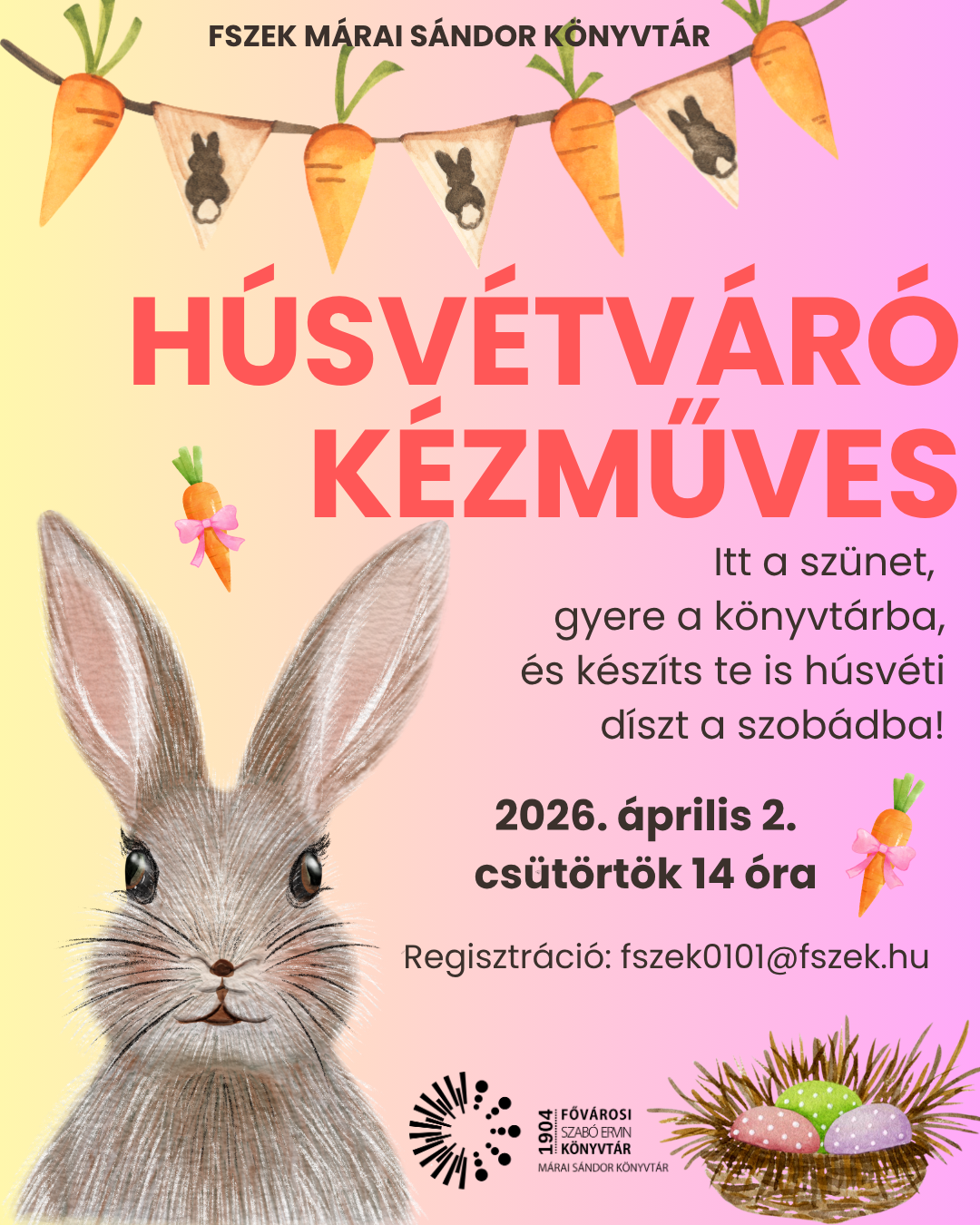 húsvéti nyuszi és fészek a plakáton