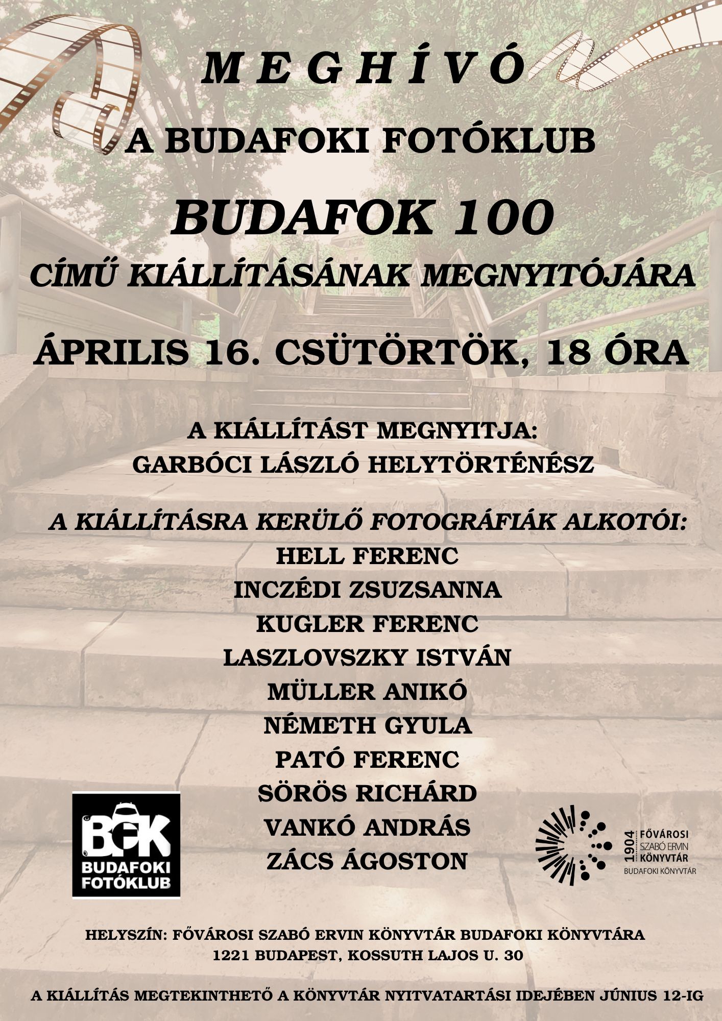 A program plakátja lépcső fotójával a háttérben