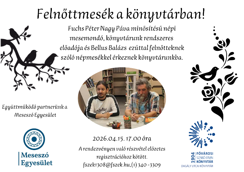 Plakát - Fuchs Péter és Bellus Balázs - fotó; leveles ágakon ülő madarak, népi madármotívum - fekete-fehér grafika