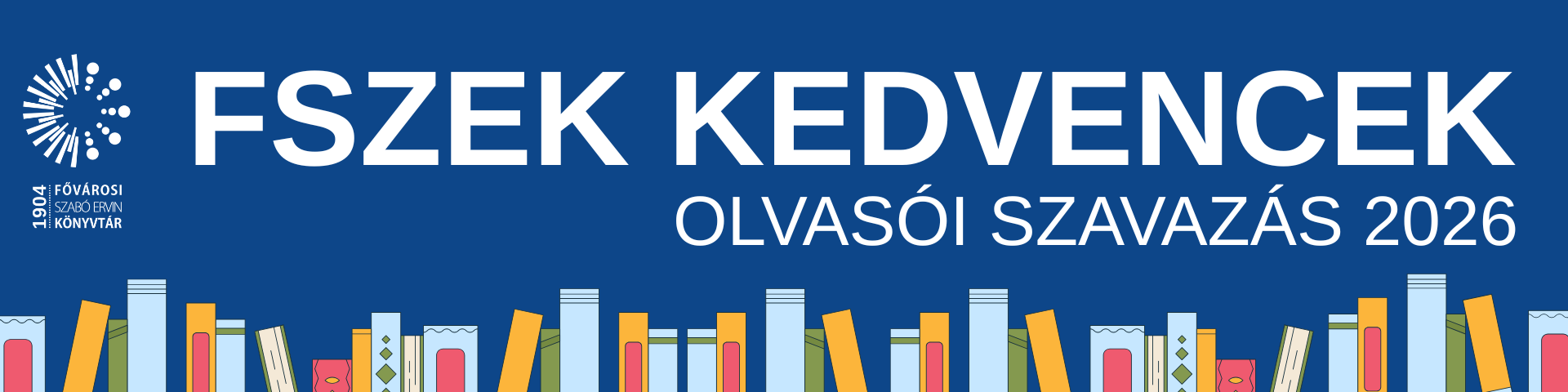 könyvsor rajza FSZEK logóval