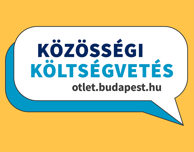 szóbuborék közösségi költségvetés felirattal és az otlet.budapest.hu internetcímmel