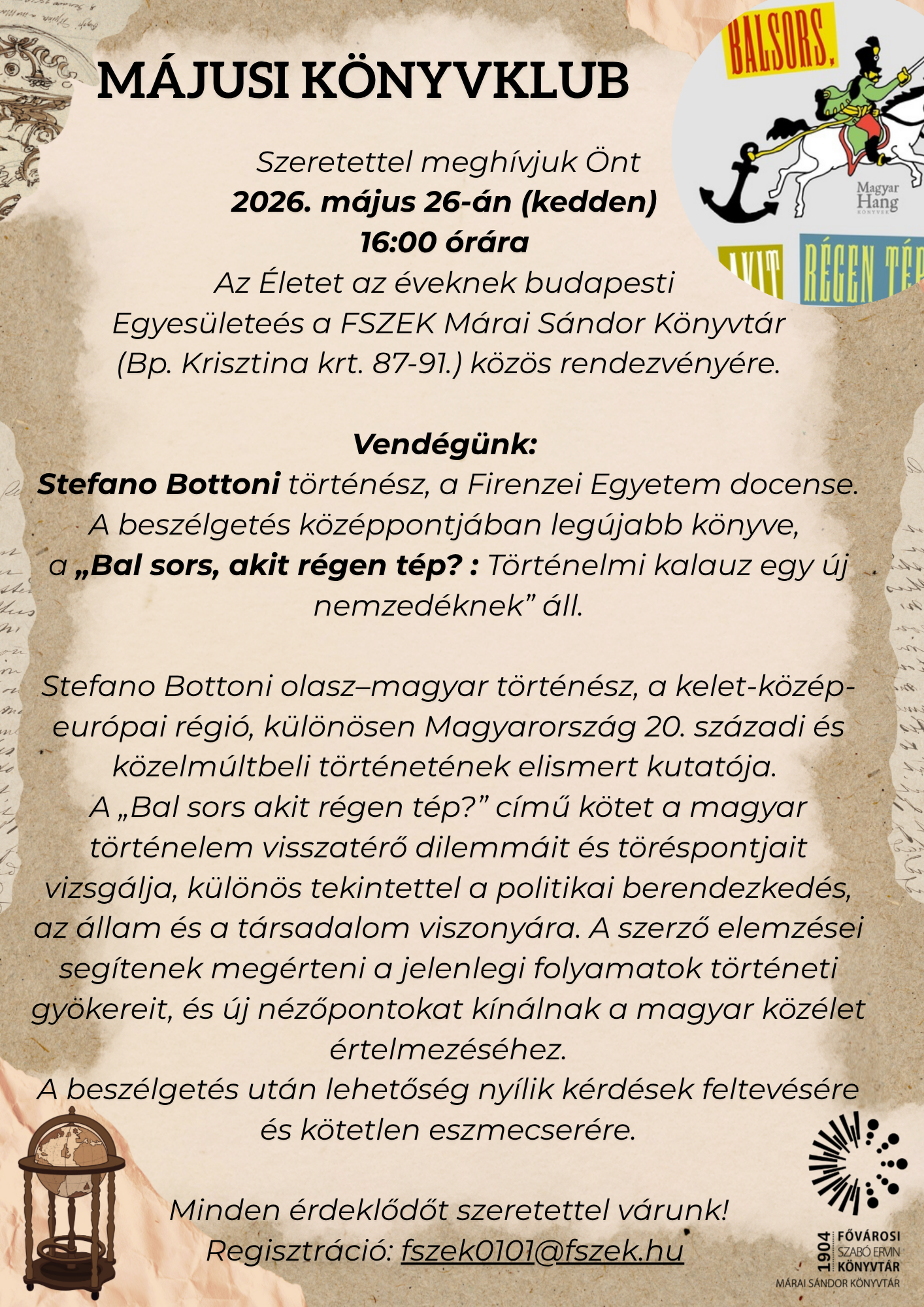 májusi könyvklub, könyvborítón huszár lovon