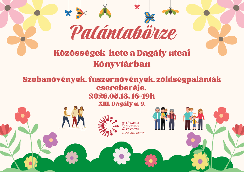 Plakát - családok, tavaszi virágok és pilangók - grafika