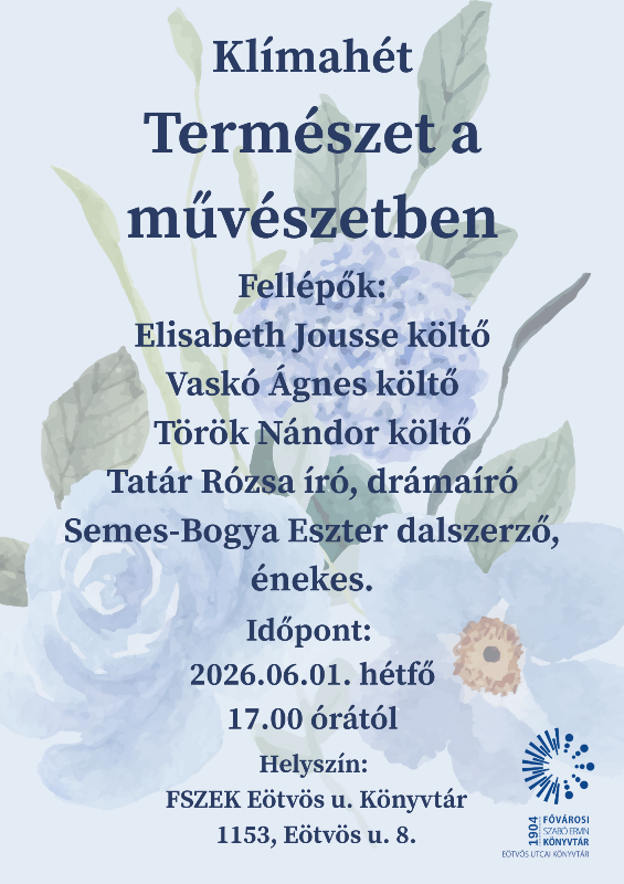 Plakát - háttérben festett kék virágok