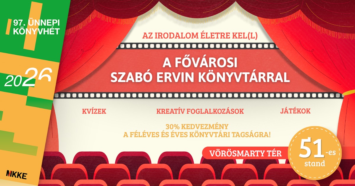 A könyvhét logója és a programok címszavai, melyek a cikkben is olvashatóak