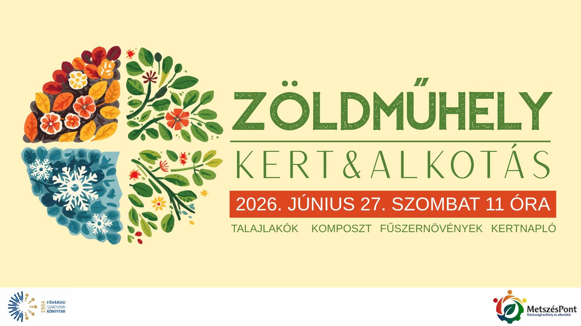 A négy évszakot megjelenítő természeti képek. Virágok, fák, falevelek, hópelyhek.