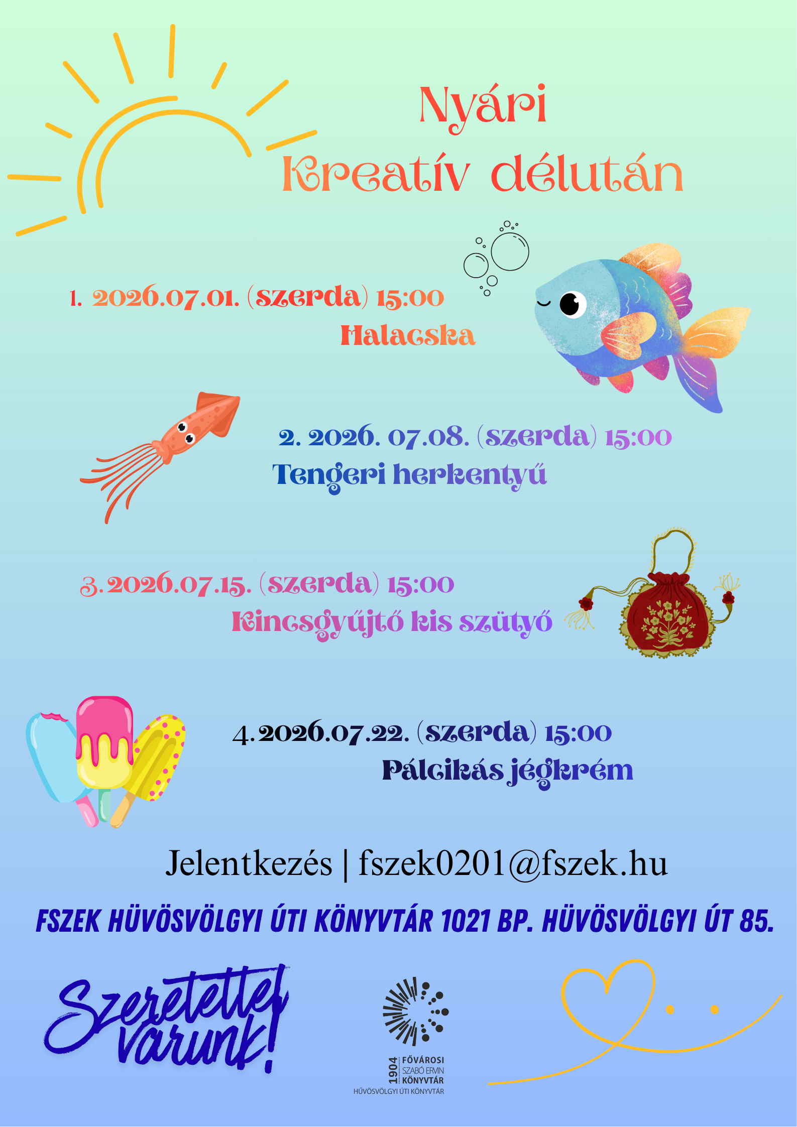 nyári hangulatot idéző figurák a plakáton