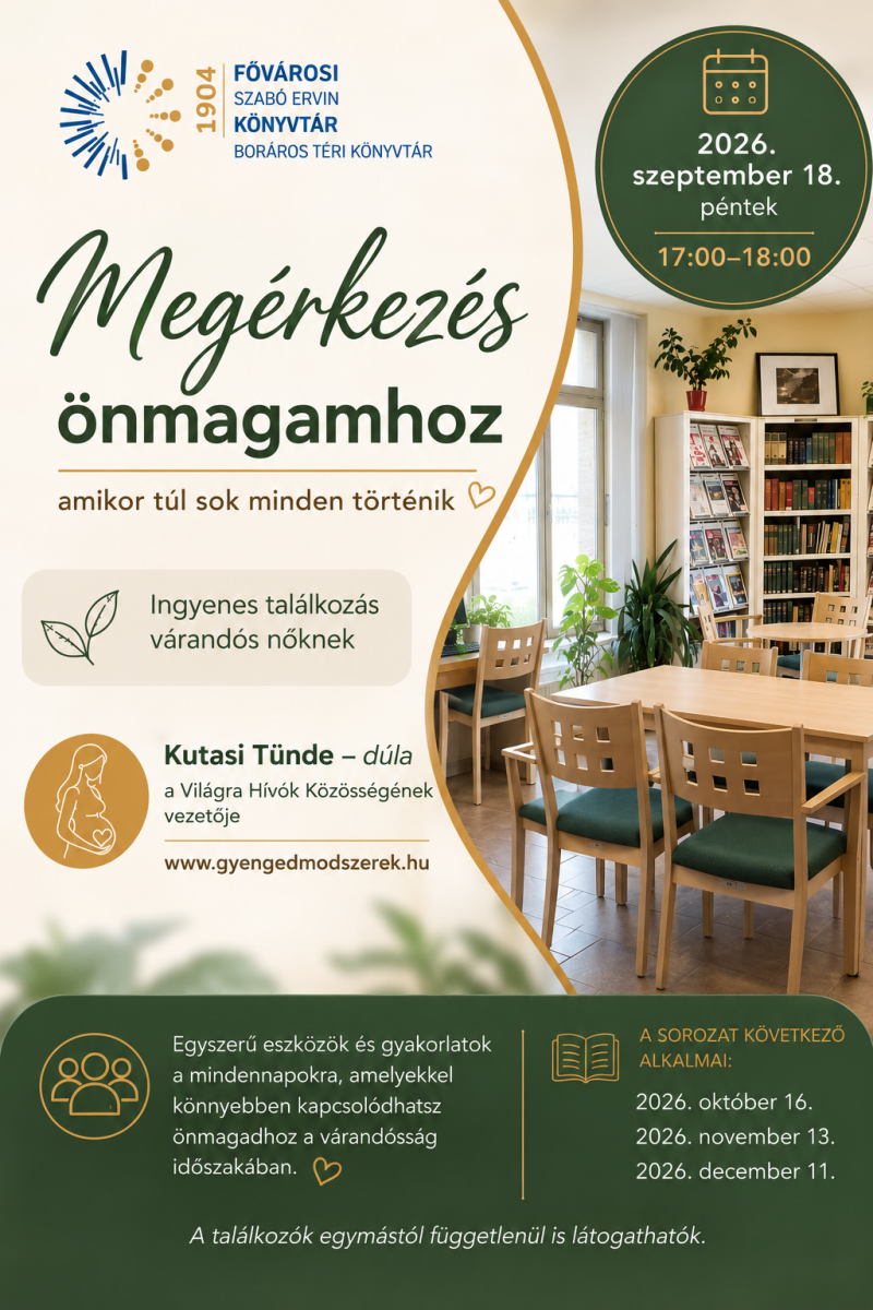 Könyvtár belső tere a plakáton
