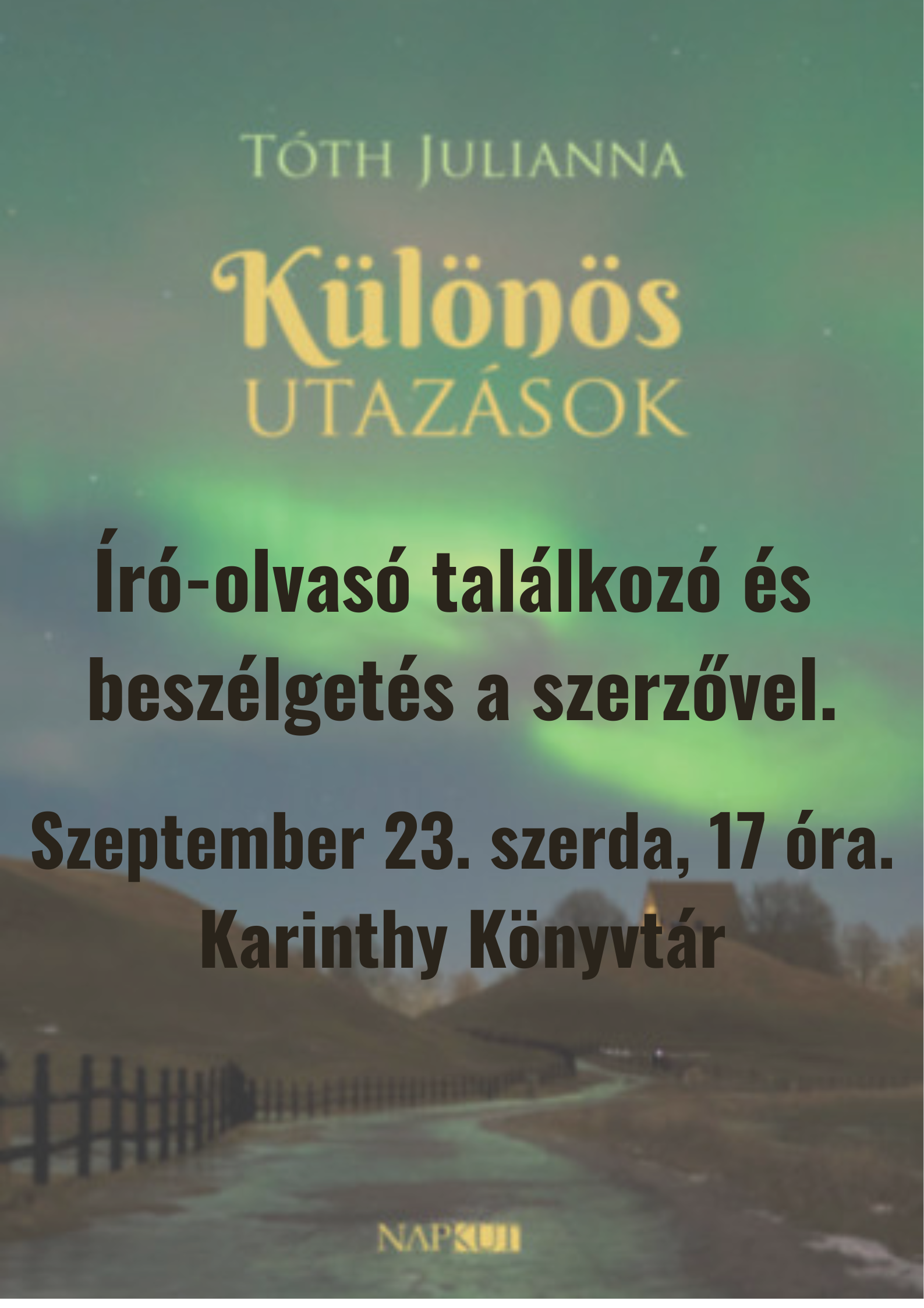 A könyv borítója sarki fény fotójával