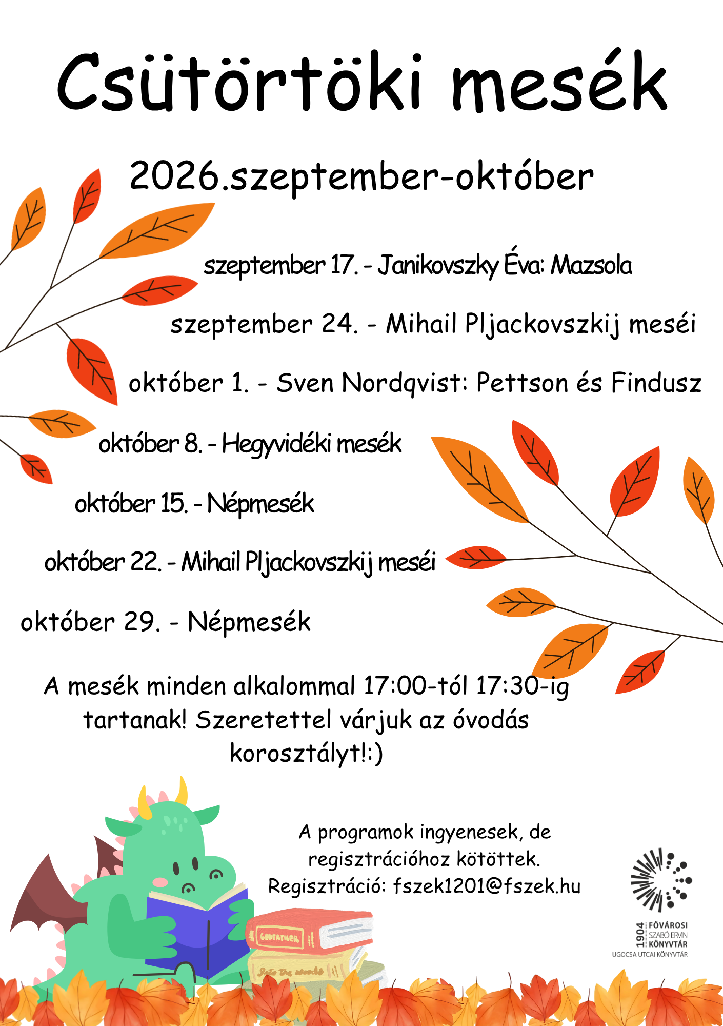 a program plakátja sárkánnyal és őszi hangulattal