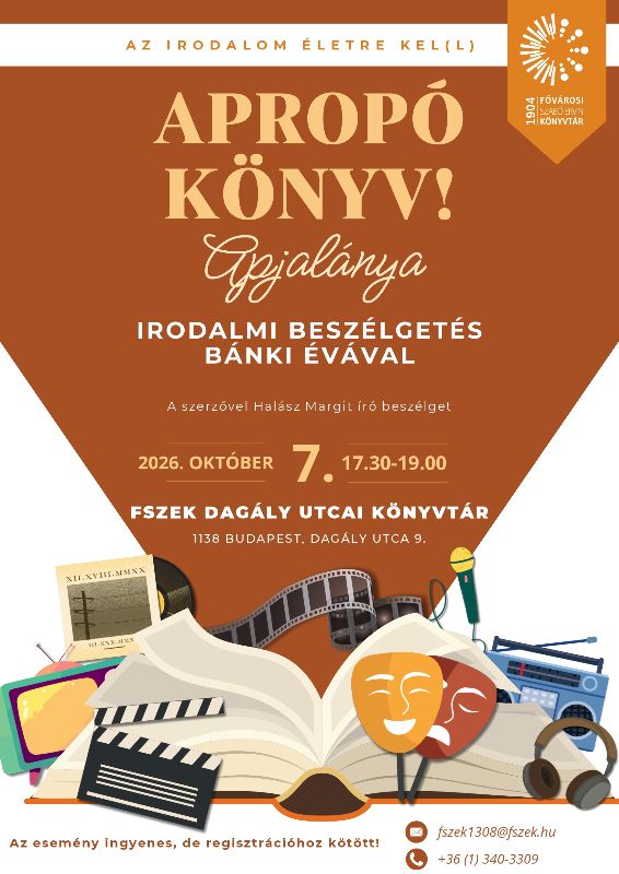 Plakát - nyitott könyv, színházi maszkok, filmszalag, fejhallgató, rádió, televízió - grafika