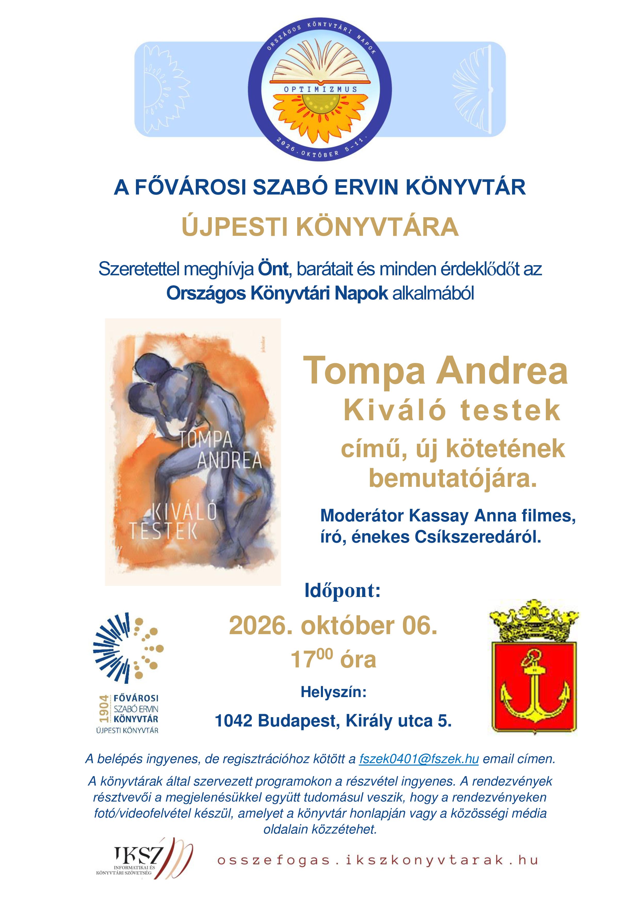 Tompa Andrea könyvének borítója a plakáton
