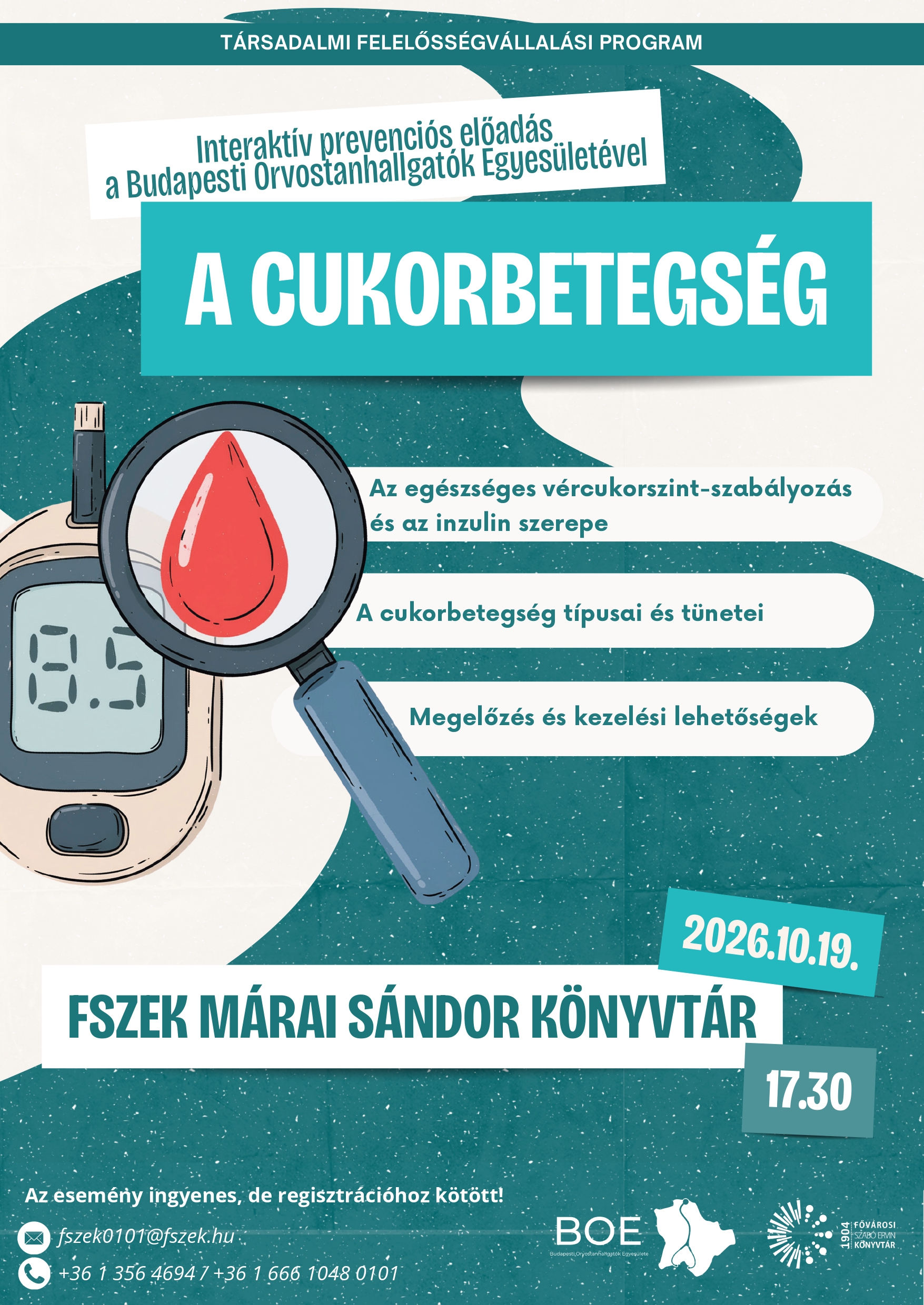zöld háttérben a cukorbetegség címe az előadás ideje